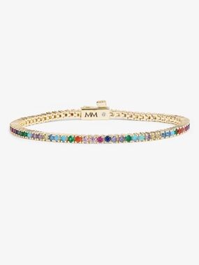 Melinda Maria Gold Rainbow Gemstone Tennis Bracelet